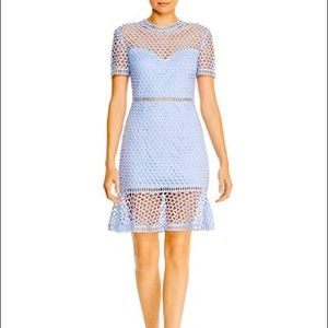 Blue Flounced Lace Dress